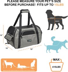 Jespet Soft-Sided Dog & Cat Carrier Bag, Smoke Grey, 19-in slide 2 of 7