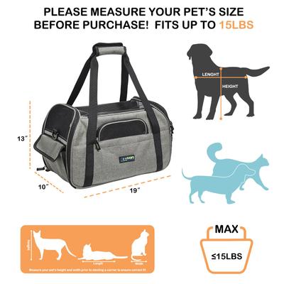 Show full view: Jespet Soft-Sided Dog & Cat Carrier Bag, Smoke Grey, 19-in slide 2 of 9