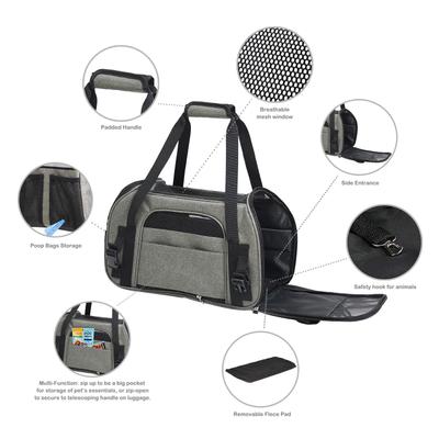 Show full view: Jespet Soft-Sided Dog & Cat Carrier Bag, Smoke Grey, 19-in slide 5 of 9