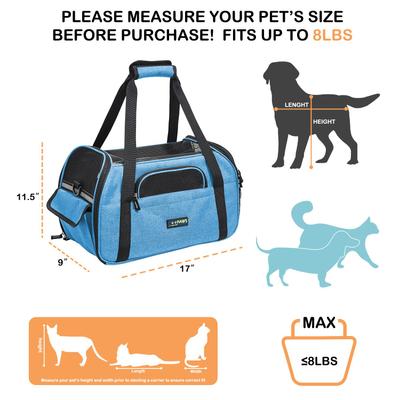 Show full view: Jespet Soft-Sided Dog & Cat Carrier Bag, Turquoise, 17-in slide 2 of 9