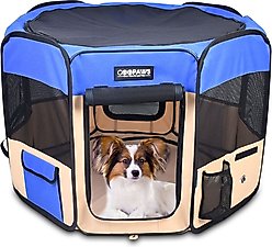 Jespet Soft-Sided Dog & Cat Playpen, Blue, 36-in