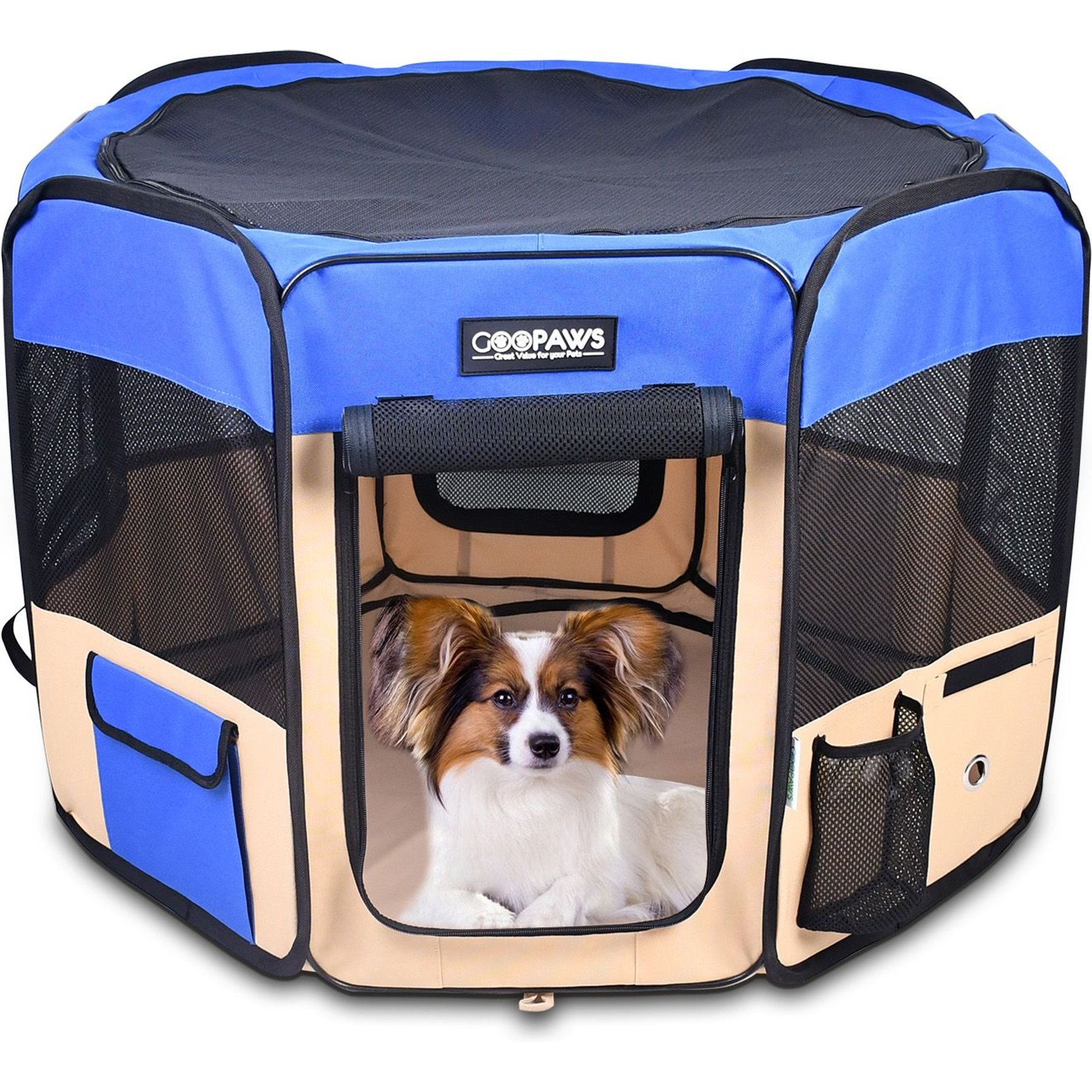 Jespet Soft-Sided Dog & Cat Playpen, Blue, 36-in