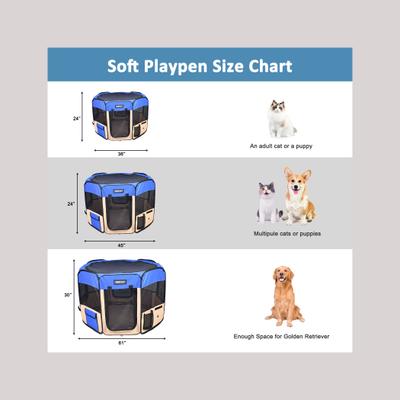 Show full view: Jespet Soft-Sided Dog & Cat Playpen, Blue, 36-in slide 5 of 9
