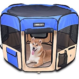 Jespet Soft-Sided Dog & Cat Playpen, Blue, 61-in