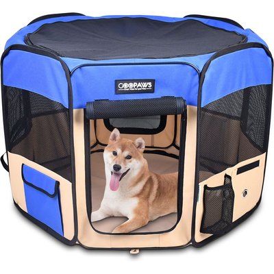 Jespet Jespet Soft-Sided Dog & Cat Playpen, Blue, 61-in