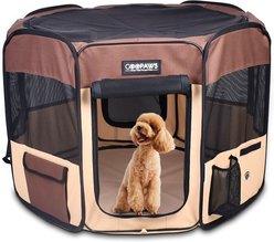 Jespet Soft-Sided Dog & Cat Playpen, Brown, 36-in