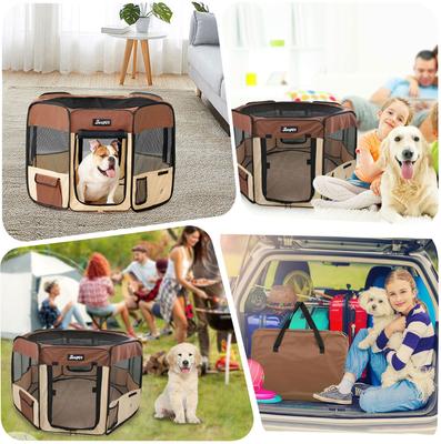 Show full view: Jespet Soft-Sided Dog & Cat Playpen, Brown, 36-in slide 8 of 10