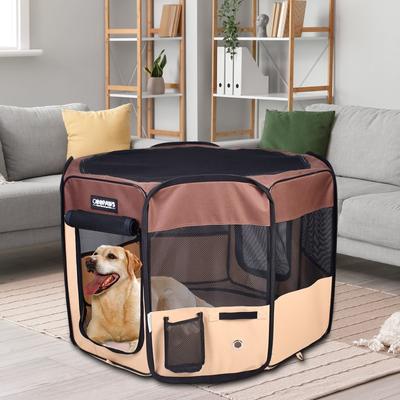 Show full view: Jespet Soft-Sided Dog & Cat Playpen, Brown, 36-in slide 7 of 10