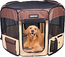 Jespet Soft-Sided Dog & Cat Playpen, Brown, 61-in