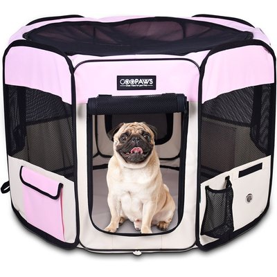 Jespet Jespet Soft-Sided Dog & Cat Playpen, Pink, 36-in