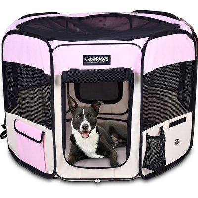 Jespet Jespet Soft-Sided Dog & Cat Playpen, Pink, 45-in