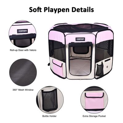 Show full view: Jespet Soft-Sided Dog & Cat Playpen, Pink, 45-in slide 2 of 10