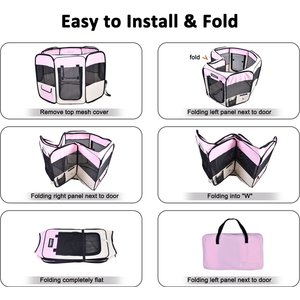 Jespet Soft-Sided Dog & Cat Playpen, Pink, 45-in