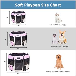Jespet Soft-Sided Dog & Cat Playpen, Pink, 45-in