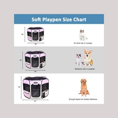 Show full view: Jespet Soft-Sided Dog & Cat Playpen, Pink, 45-in slide 5 of 10