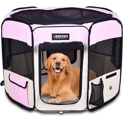 Jespet Jespet Soft-Sided Dog & Cat Playpen, Pink, 61-in