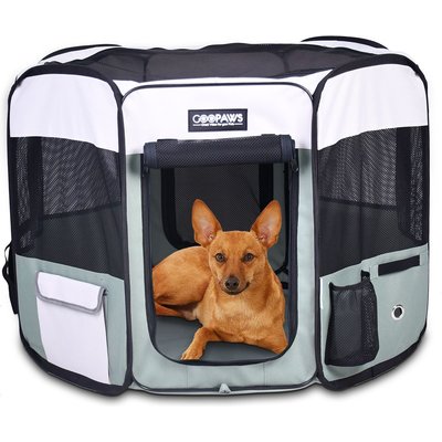 Jespet Jespet Soft-Sided Dog & Cat Playpen, Shale Green, 36-in