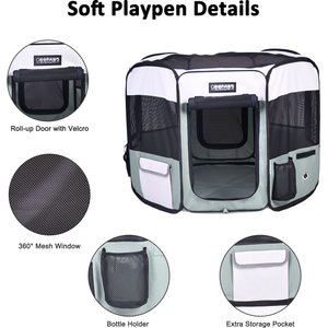 Jespet Soft-Sided Dog & Cat Playpen, Shale Green, 36-in