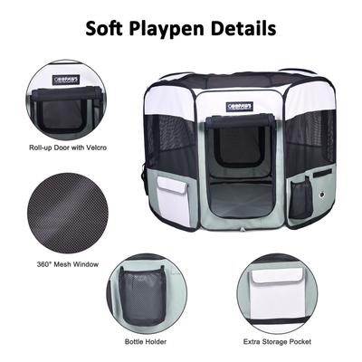 Show full view: Jespet Soft-Sided Dog & Cat Playpen, Shale Green, 36-in slide 2 of 9