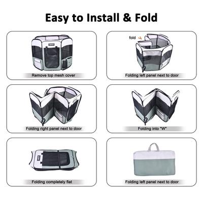 Show full view: Jespet Soft-Sided Dog & Cat Playpen, Shale Green, 36-in slide 3 of 9