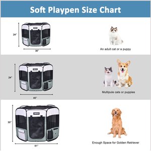Jespet Soft-Sided Dog & Cat Playpen, Shale Green, 36-in