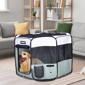 Jespet Soft-Sided Dog & Cat Playpen, Shale Green, 36-in