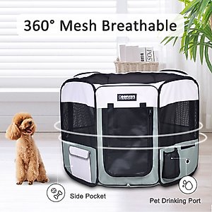 Jespet Soft-Sided Dog & Cat Playpen, Shale Green, 45-in
