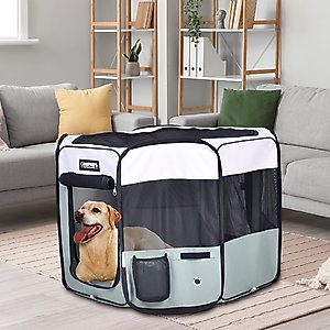 Jespet Soft-Sided Dog & Cat Playpen, Shale Green, 45-in