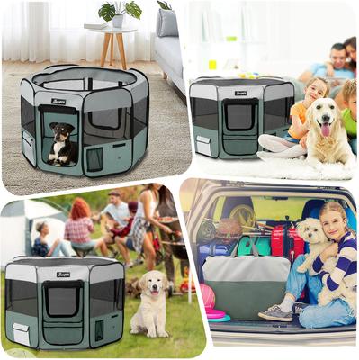 Show full view: Jespet Soft-Sided Dog & Cat Playpen, Shale Green, 61-in slide 7 of 9