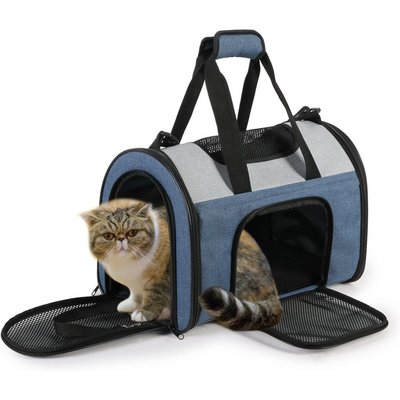 GOOPAWS GOOPAWS Soft-Sided Sport Dog & Cat Carrier Bag, Dark Blue, 16-in