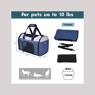 Show full view: Jespet Soft-Sided Sport Dog & Cat Carrier Bag, Dark Blue, 16-in slide 7 of 11