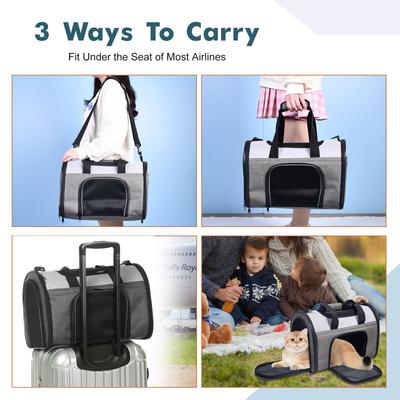 Show full view: Jespet Soft-Sided Sport Dog & Cat Carrier Bag, Smoke Grey, 16-in slide 7 of 10