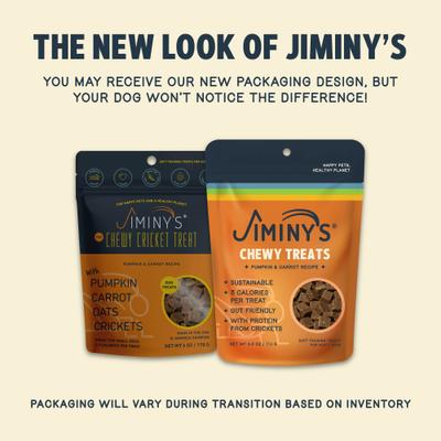 Show full view: Jiminy's Cricket Cookie Pumpkin & Carrot Recipe Chicken-Free Soft Training Dog Treats, 6-oz bag, count slide 3 of 11