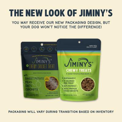 Show full view: Jiminy's Cricket Peas & Sweet Potato Recipe Chicken-Free Dog Treats, 6-oz bag, 1 count slide 3 of 11