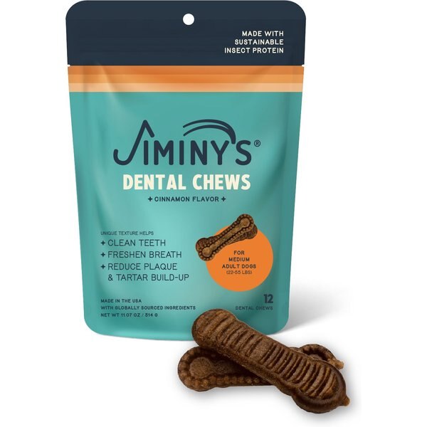 Jiminy's Dog Dental Chew Treat, Medium, 12 count