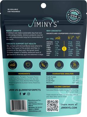 Show full view: Jiminy's Grain-Free Cricket Cookie Original Recipe Dog Treats, 5-oz bag, 3 count slide 4 of 5