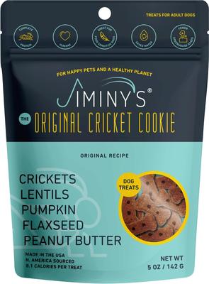 Show full view: Jiminy's Grain-Free Cricket Cookie Original Recipe Dog Treats, 5-oz bag, 3 count slide 3 of 5