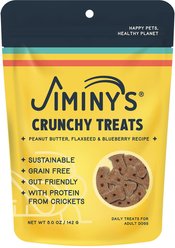 Jiminy's Grain-Free Cricket Cookie Peanut Butter & Blueberry Recipe Dog Treats, 5-oz bag, 1 count