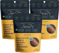 Jiminy's Grain-Free Cricket Cookie Peanut Butter & Blueberry Recipe Dog Treats, 5-oz bag, 3 count