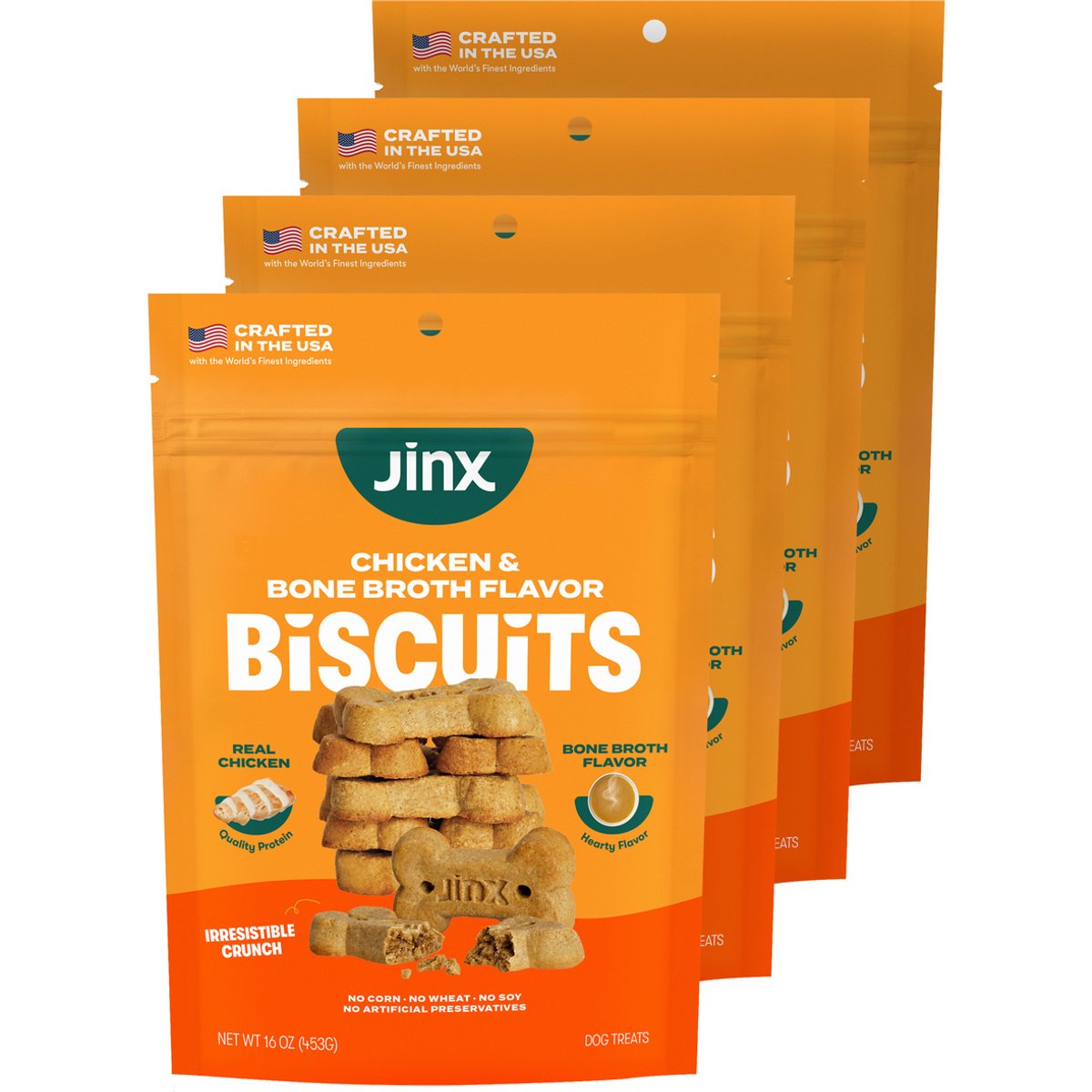 Jinx Chicken & Bone Broth Biscuits Crunchy Dog Treats, 64-oz bundle
