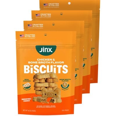 Jinx Jinx Chicken & Bone Broth Biscuits Crunchy Dog Treats, 64-oz bundle