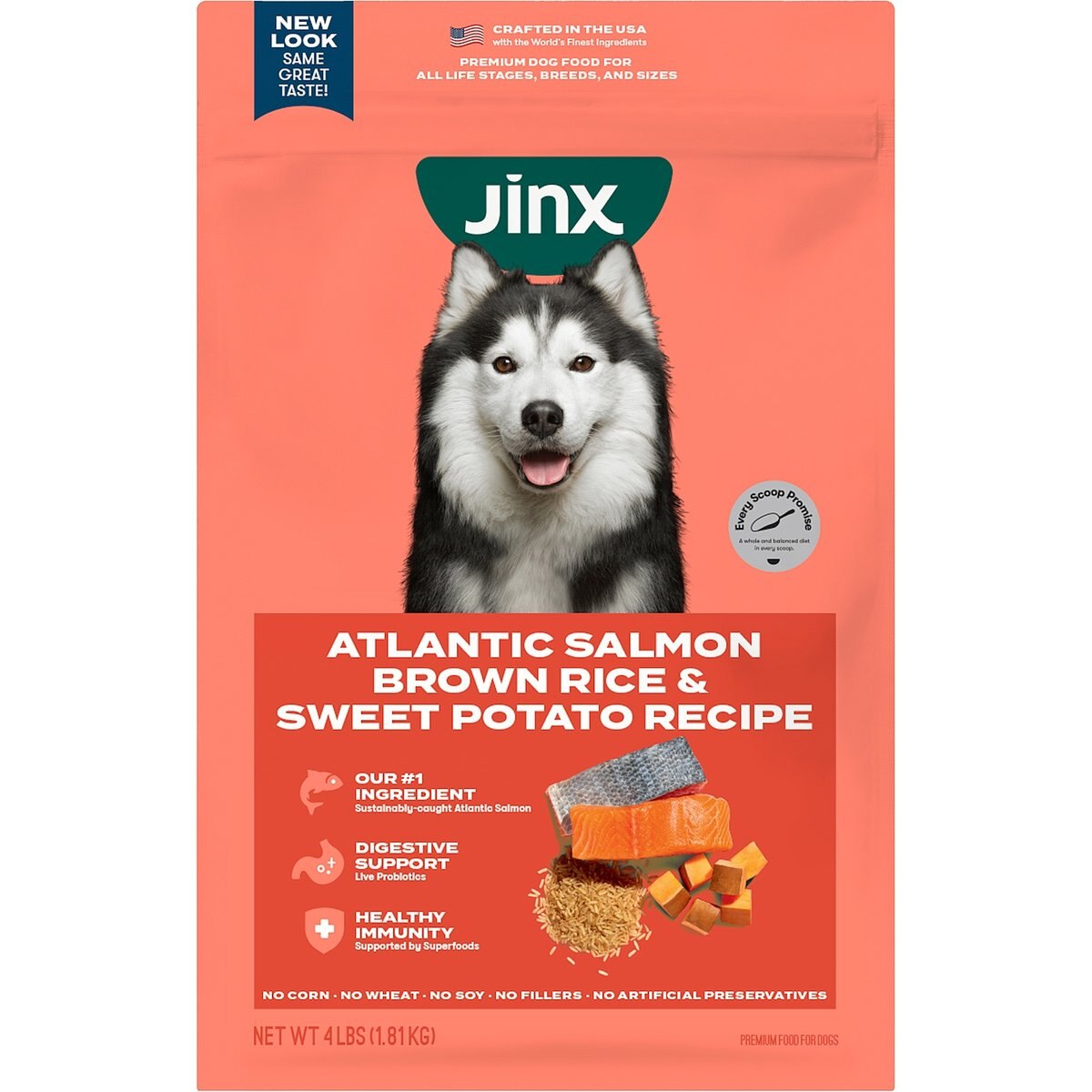 Jinx Salmon, Brown Rice & Sweet Potato ALS Kibble Dog Dry Food, 4-lb bag