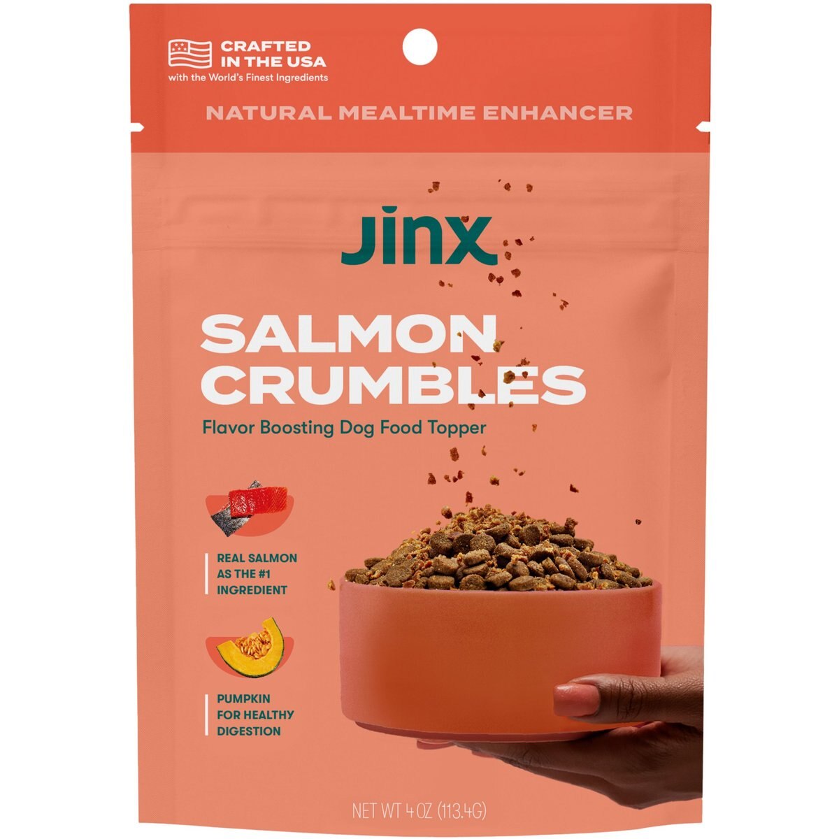 Jinx Salmon Crumbles High-Protein Dry Dog Food Topper, 4-oz bag