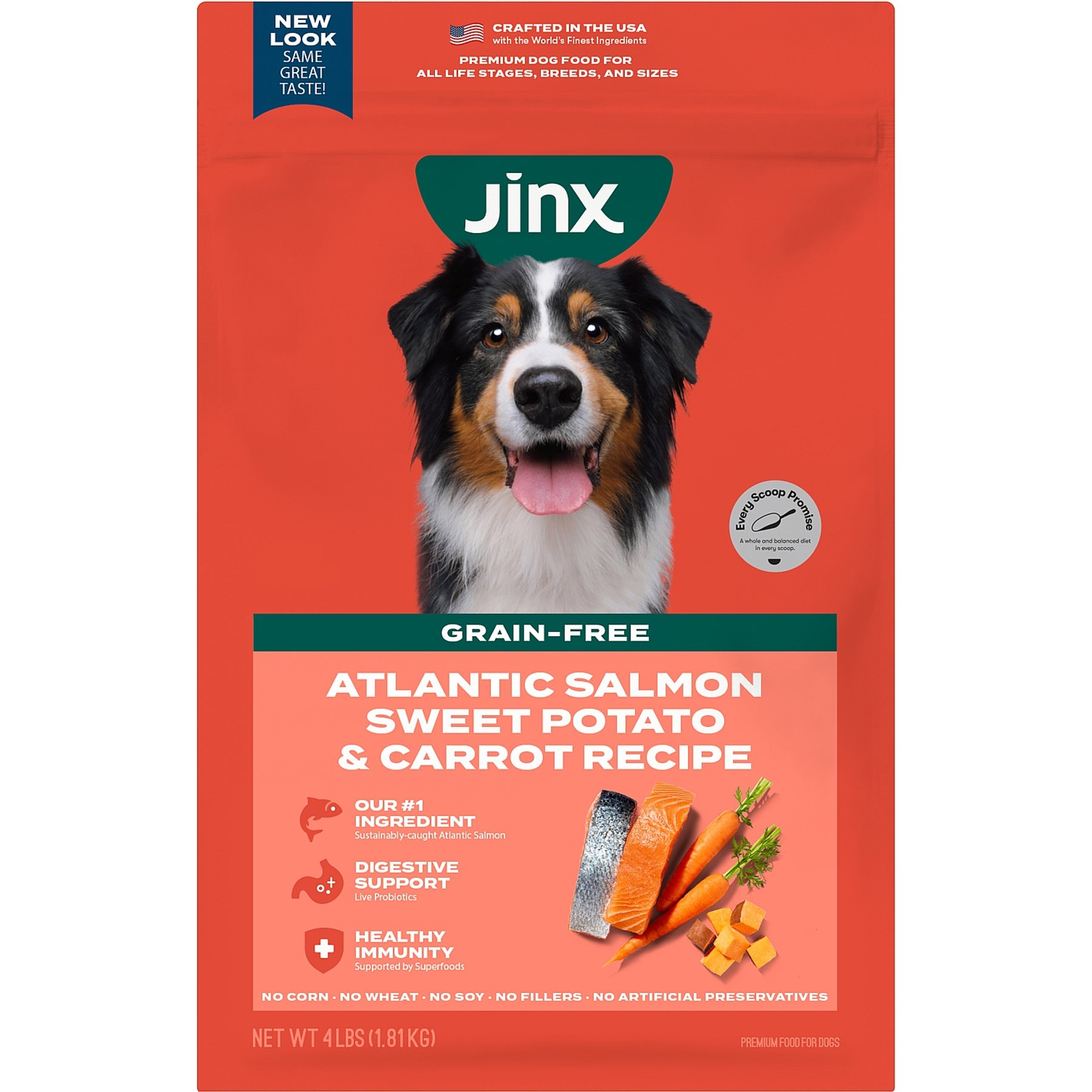 Jinx Salmon, Sweet Potato & Carrot ALS Kibble Dog Dry Food, 4-lb bag