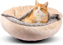 JOEJOY Cozy Cuddler Dog & Cat Bed with Hooded Blanket, Brown, Small slide 1 of 7