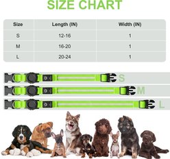 JOEJOY LED Waterproof Reflective Dog Collar, Green, Large: 19 to 24-in neck, 1-in wide slide 2 of 7
