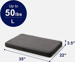 JOEJOY Rabbit Fur Quilted Memory Foam Pad Dog & Cat Bed, Grey, 35 x 22 x 3-in slide 2 of 7