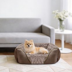 JOEJOY Rectangle Orthopedic Machine Washable Bolster Dog Bed, Brown, Large: 20-in