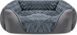 JOEJOY Rectangle Orthopedic Machine Washable Bolster Dog Bed, Grey, Large: 20-in