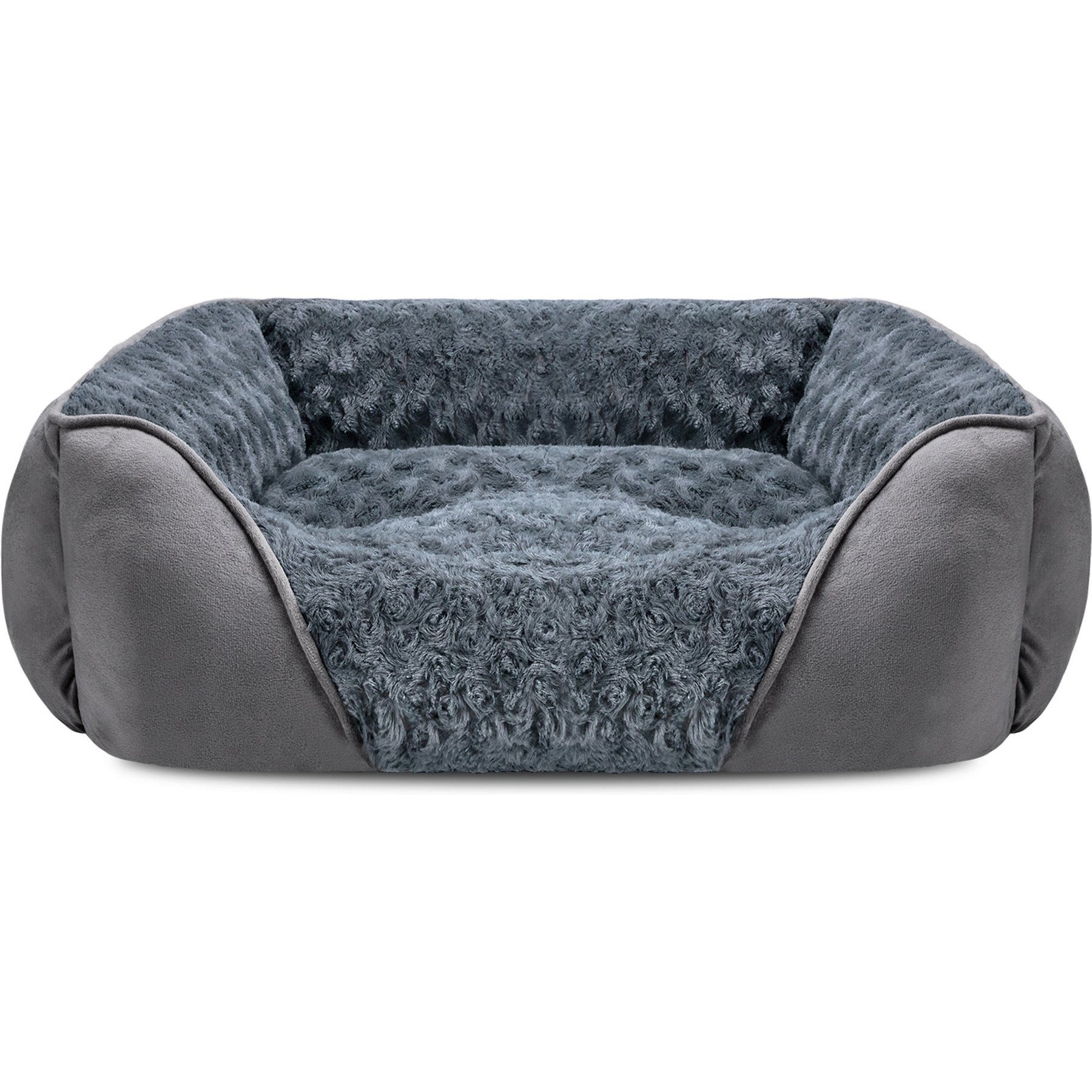 JOEJOY Rectangle Orthopedic Machine Washable Bolster Dog Bed, Grey, Large: 20-in